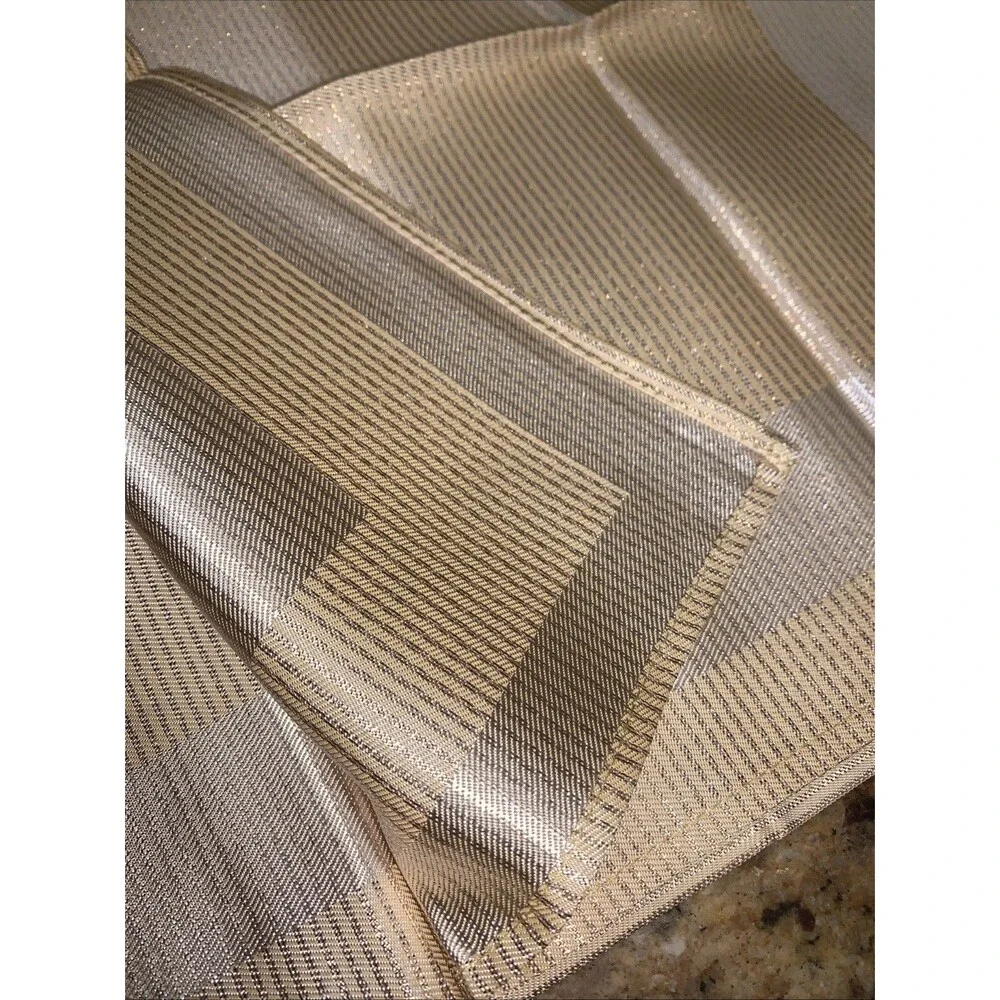 Metallic Gold Stripe Polyester Napkins NWOT 15in Square